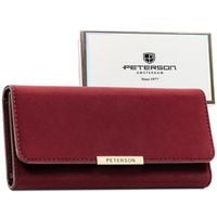 PETERSON portfel damski eko zamszowy elegancki matowy P237 c.bordowy