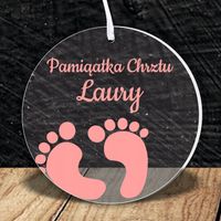 MEDAL z PLEXI nadrukiem UV NA PAMIĄTKA CHRZTU z imieniem różne wzory