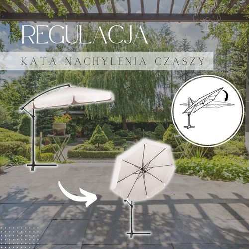 Parasol ogrodowy na wysięgniku 350 cm składany z pokrowcem, na balkon, taras ecru na Arena.pl