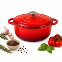 EMALIOWANY GARNEK ŻELIWNY 28cm 5,9L CZERWONY 7710