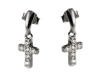 RODOWANE WISZĄCE SREBRNE KOLCZYKI KRZYŻYK CYRKONIE