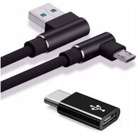 KABEL KĄTOWY 2 w 1 Micro USB + Typ-C DO TELEFONU, KAMERY, LOKALIZATORA GPS