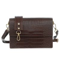 VERA PELLE torebka skórzana listonoszka kroko z klapą V587 brązowa