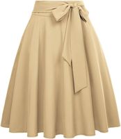 Spódnica Damska Rozkloszowana Vintage Elegancka Stylowa Khaki M