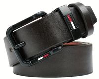 PASEK SKÓRZANY MĘSKI DO SPODNI CZARNY SZEROKI KLASYCZNA CZARNA KLAMRA