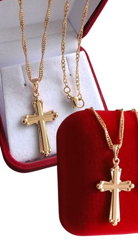 złoty łańcuszek krzyżyk na komunię na chrzest medalik komunijny + PUDEŁKO na Arena.pl