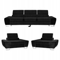 Zestaw mebli wypoczynkowych salon Bosso Sofa 3os fotele czarne Family Meble