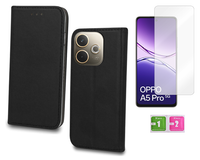 Etui z klapką do OPPO A5 PRO 5G case obudowa czarny magnetic + szkło 9H