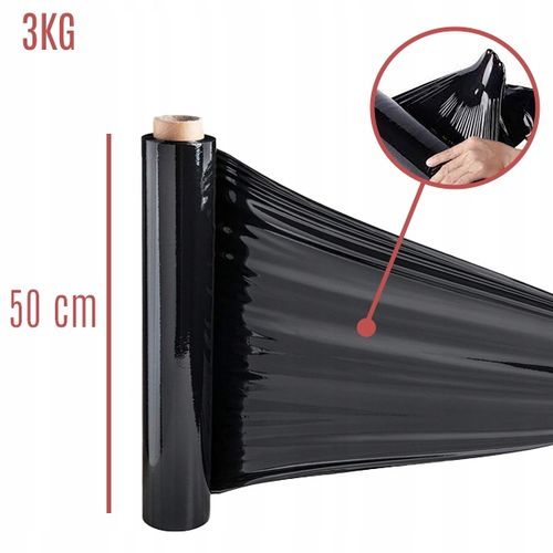 Folia STRETCH 2,8kg NETTO czarny 3kg Cicha Mocna na Arena.pl