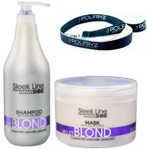 STAPIZ Szampon SLEEK LINE-BLOND VIOLET + maska na Arena.pl