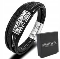 Nordycka Bransoletka z KOMPASEM Skóra + Grawer