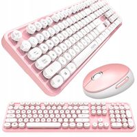 Zestaw Bezprzewodowy Klawiatura i Mysz Mofii Sweet 2.4G Combo Biało Różowy