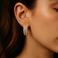 ZŁOTE KOLCZYKI ZE STALI CHIRURGICZNEJ ANGIELSKIE Z CYRKONIAMI ELEGANCKIE