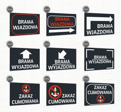 Tabliczka znak informacyjny 20x15 Antracyt BRAMA WJAZDOWA Nierdzewna na Arena.pl