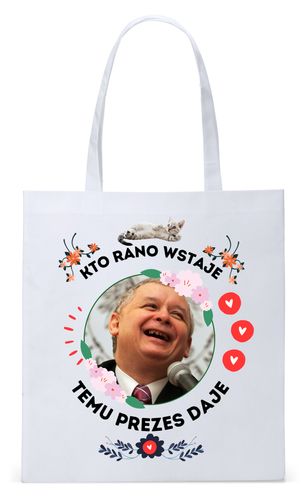Śmieszny Pis Kaczyński Torba Eco Biała Shopper Z Nadrukiem Ze Zdjęciem na Arena.pl