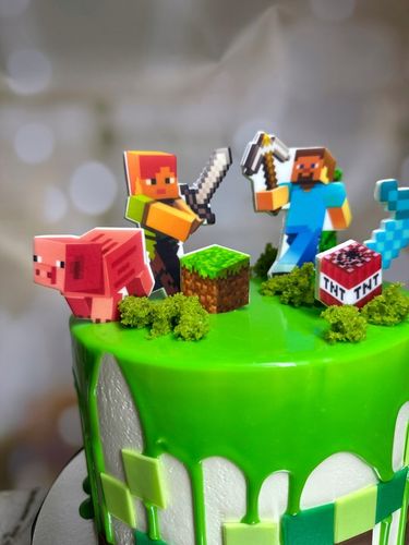 Zestaw do dekoracji tortu na masie cukrowej MINECRAFT Figurki na tort 21el. na Arena.pl
