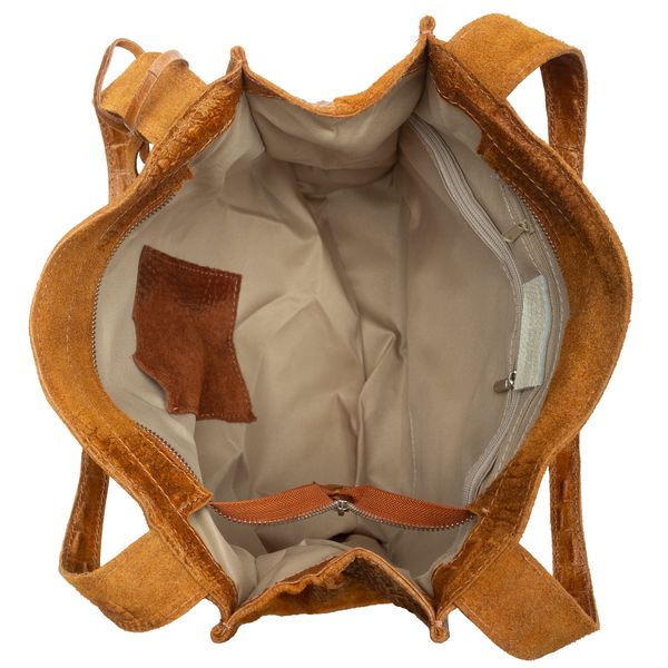 VERA PELLE torebka zamszowa shopper kroko na ramię V549 c.zielona zdjęcie 8