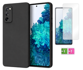 Etui matowe do SAMSUNG GALAXY S20 FE 5G czarny case obudowa + szkło 9H