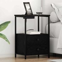 Nocna szafka z stacją ładującą z szufladą 2 pcs Czarny dąb