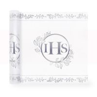 Bieżnik komunijny Komunia Święta IHS srebrny, 0,3x5 m