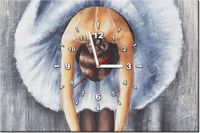 60CM 40CM ZEGAR OBRAZ BŁĘKITNA BALETNICA DRUK PŁÓTNO RAMA