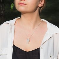 Naszyjnik srebrny - barokowa Perła biała na łańcuszku 60 cm