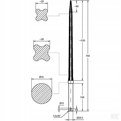 Ząb Ładowacza, Prosty, Profil Gwiazda 35x760 mm na Arena.pl