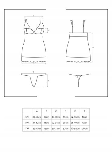 Nocna koszulka i stringi 853-CHE-2 marki Obsessive na Arena.pl