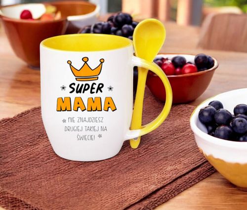 KUBEK Z ŁYŻECZKĄ PREZENT NA DZIEŃ MATKI URODZINY DLA MAMY TEŚCIOWEJ WZORY na Arena.pl