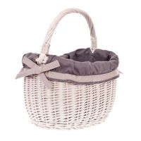 Wiklinowy Kosz na Zakupy Wybielany Obszyty 35x26 H25/36 cm