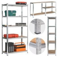 Regał metalowy do garażu piwnicy magazynowy 90x40x180 cm srebrny