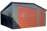 Garaż blaszany 5x6m Brama uchylna drzwi rynny - dach dwuspadowy ID772