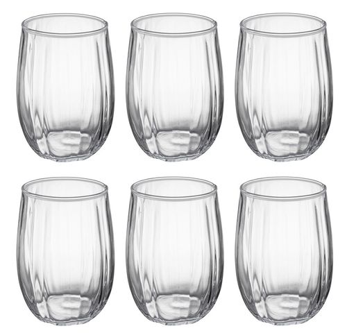 Komplet zestaw 6 szklanek do napojów wody drinków 370 ml ryflowany wzór na Arena.pl