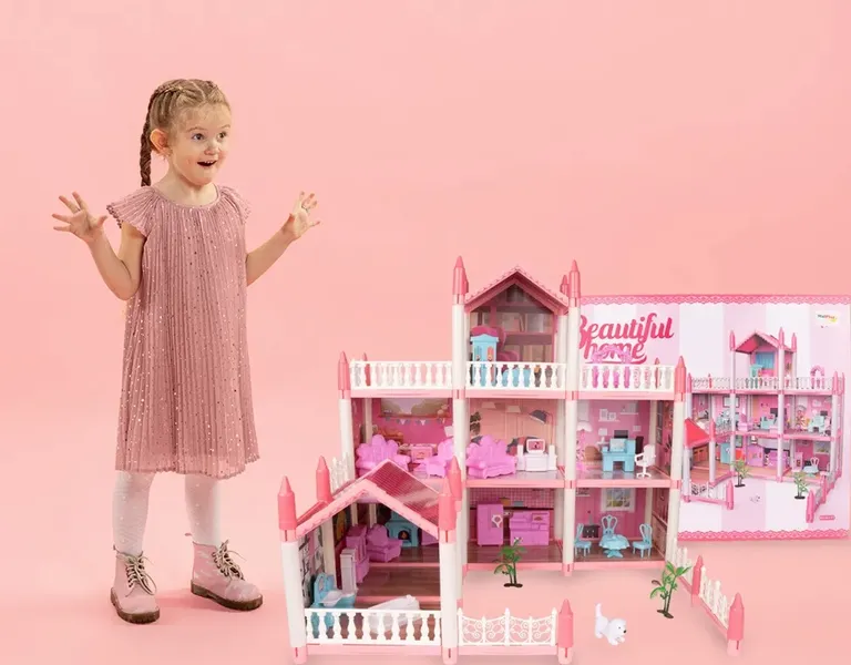 Duży Domek dla Lalek Villa Rezydencja Meble Taras zdjęcie 5