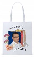 Mateusz Morawiecki Pis Torba Eco Biała Shopper Z Nadrukiem Ze Zdjęciem