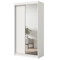 Szafa wysoka przesuwna z lustrem Fiore Plus 2D1L 120 Biała/Srebrny