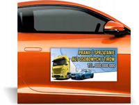 Magnes na samochód reklama magnetyczna PROJEKT PRANIE SPRZĄTANIE AUT TIRÓW
