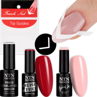 NTN Zestaw Classic French 2x Lakier Hybrydowy 5g + Żel+Naklejki Paski Nr168