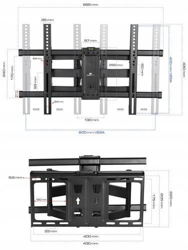 UCHWYT DO TELEWIZORA WIESZAK NA TV ŚCIENNY OBROTOWY UCHYLNY MOCNY LED 32-85 na Arena.pl