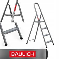 Drabina domowa 4 stopniowa składana szara BAULICH produkt POLSKI