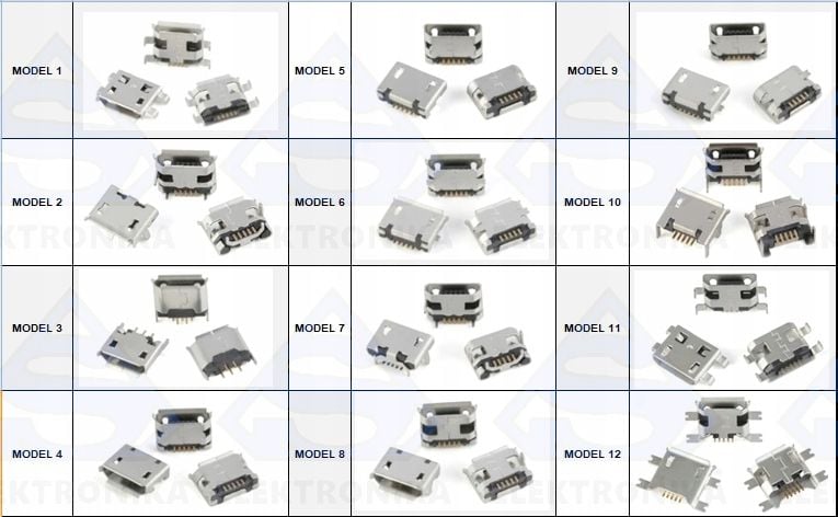 Gniazdo micro usb montażowe PCB SMD mod8 zdjęcie 2