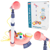 MIKROFON KARAOKE NA STATYWIE KULA DISCO MP3 DZIECI