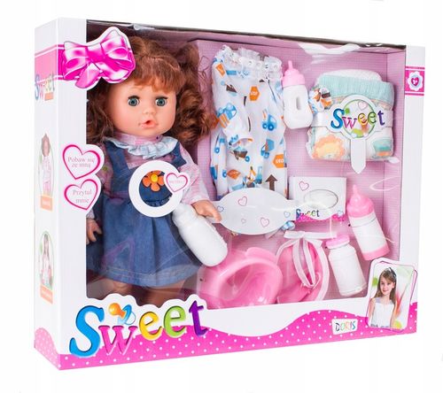 Interaktywna LALKA BOBAS dziewczynka długie włosy AKCESORIA nocnik ubranko na Arena.pl