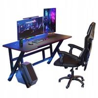 BIURKO GAMINGOWE STÓŁ DLA GRACZA KOMPUTEROWE CZARNE DUŻE NOWOCZESNE 120 CM