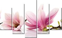 70 100CM OBRAZ 5 ELEM RÓŻOWE MAGNOLIE DRUK PŁÓTNO
