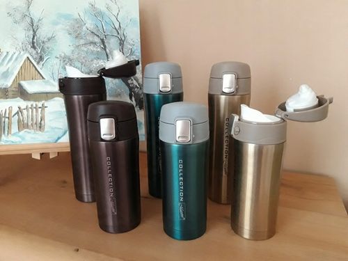 Elegancki Niebieski KUBEK TERMICZNY 450ml TERMOS Stalowy Bidon Maestro Blue na Arena.pl