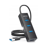 Unitek czarny aktywny hub USB-A 3.1 5Gbps na 4 porty USB-A, kabel 120cm