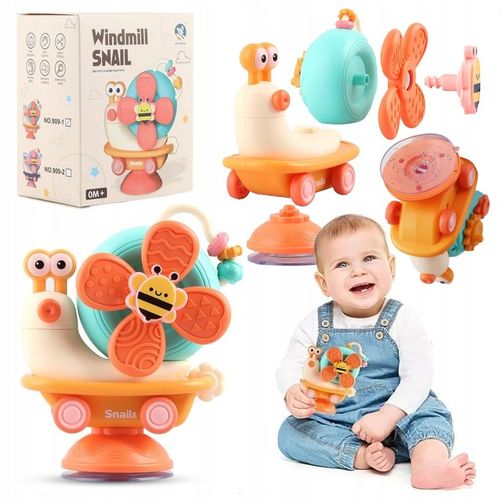 ŚLIMAK JEŻDZĄCY SENSORYCZNY DLA DZIECI ZABAWKA SPINNER DO KĄPIELI WIATRAK na Arena.pl