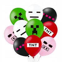 ZESTAW BALONÓW Z NADRUKIEM MINECRAFT DEKORACJA URODZINOWA NA IMPREZE 10szt