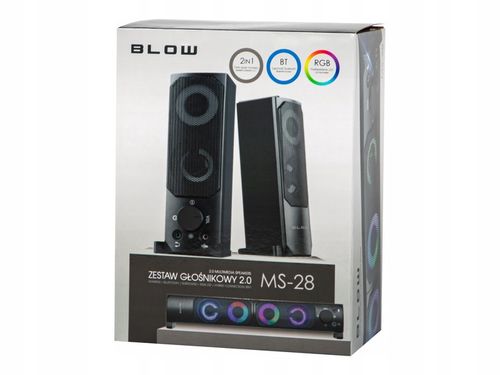 GŁOŚNIKI KOMPUTEROWE BLUETOOTH SOUNDBAR 2.0 6W USB 5V DC LED RGB 2w1 ZESTAW na Arena.pl
